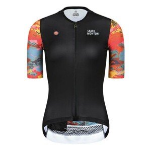 MONTON Cyklistický dres s krátkým rukávem - SKULL RAINBOW LADY - černá/vícebarevná M