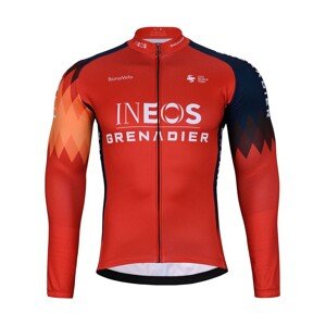 BONAVELO Cyklistický dres s dlouhým rukávem zimní - INEOS 2024 WINTER - červená/modrá XL
