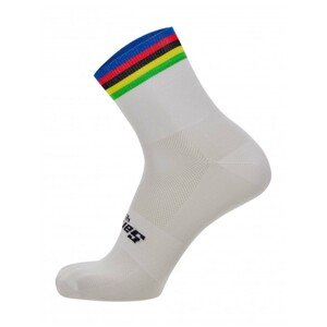 SANTINI Cyklistické ponožky klasické - UCI RAINBOW - duhová/bílá M