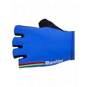 SANTINI Cyklistické rukavice krátkoprsté - UCI RAINBOW - duhová/modrá L