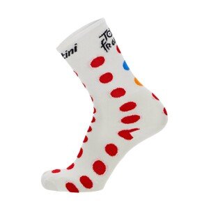 SANTINI Cyklistické ponožky klasické - TOUR DE FRANCE 2023 - bílá/červená XS