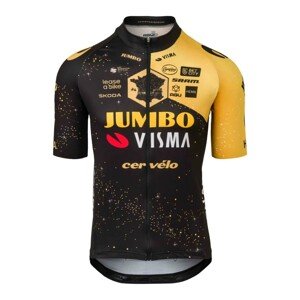 AGU Cyklistický dres s krátkým rukávem - AGU JUMBO-VISMA VELO - černá/žlutá 3XL
