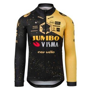 AGU Cyklistický dres s dlouhým rukávem letní - AGU JUMBO-VISMA VELO - černá/žlutá M