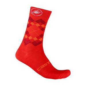 CASTELLI Cyklistické ponožky klasické - ROMBO 18 - oranžová/červená 2XL