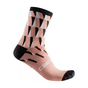 CASTELLI Cyklistické ponožky klasické - PENDIO 12 - růžová/černá L-XL