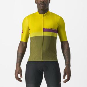 CASTELLI Cyklistický dres s krátkým rukávem - A BLOCCO - žlutá/zelená/fialová XL