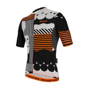 SANTINI Cyklistický dres s krátkým rukávem - DELTA OPTIC - bílá/oranžová/černá S