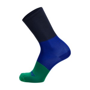 SANTINI Cyklistické ponožky klasické - BENGAL  - černá/modrá/zelená XS