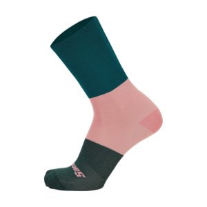 SANTINI Cyklistické ponožky klasické - BENGAL  - zelená/růžová/černá M