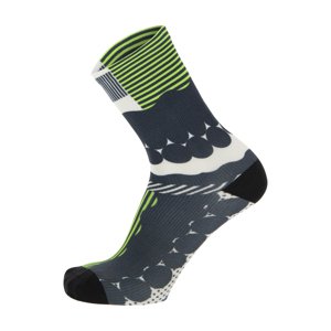 SANTINI Cyklistické ponožky klasické - OPTIC - šedá/světle zelená/bílá