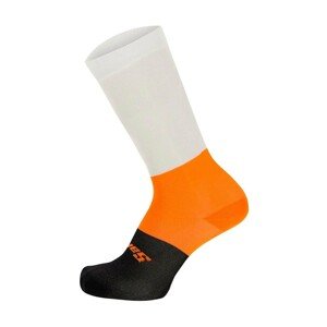 SANTINI Cyklistické ponožky klasické - BENGAL - oranžová/černá/bílá XS