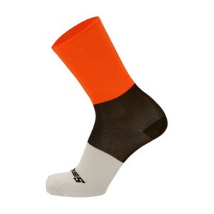 SANTINI Cyklistické ponožky klasické - BENGAL  - bílá/oranžová/černá XL