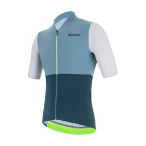 SANTINI Cyklistický dres s krátkým rukávem - REDUX ISTINTO - bílá/modrá/zelená