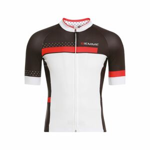 BIEMME Cyklistický dres s krátkým rukávem - POLKA - bílá/červená/černá