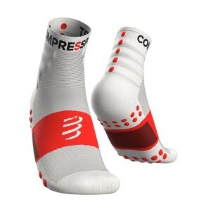 COMPRESSPORT Cyklistické ponožky klasické - TRAINING - bílá/červená 39-41