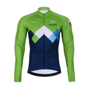 BONAVELO Cyklistický dres s dlouhým rukávem zimní - SLOVENIA - modrá/zelená 5XL