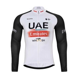 BONAVELO Cyklistický dres s dlouhým rukávem zimní - UAE 2023 - bílá/černá/červená