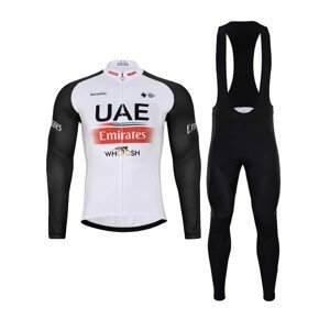 BONAVELO Cyklistický zimní dres a kalhoty - UAE 2023 WINTER - černá/červená/bílá