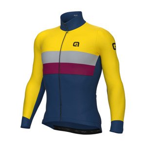 ALÉ Cyklistický dres s dlouhým rukávem zimní - CHAOS OFF ROAD - GRAVEL - modrá/žlutá 2XL