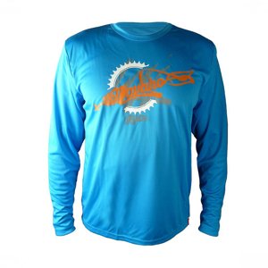 HAVEN Cyklistické triko s dlouhým rukávem - NAVAHO LONG MTB - modrá/oranžová 2XL