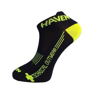 HAVEN Cyklistické ponožky kotníkové - SNAKE SILVER NEO 2PAK - žlutá/černá 34-36