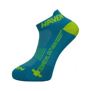 HAVEN Cyklistické ponožky kotníkové - SNAKE SILVER NEO 2PAK - žlutá/modrá 44-46