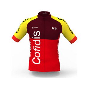 BONAVELO Cyklistický dres s krátkým rukávem - COFIDIS 2025 - červená/žlutá XS