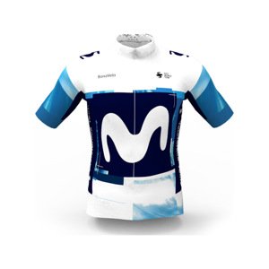 BONAVELO Cyklistický dres s krátkým rukávem - MOVISTAR 2025 - bílá/modrá 4XL