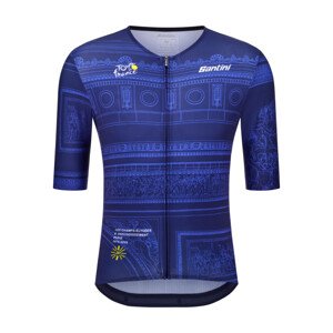 SANTINI Cyklistický dres s krátkým rukávem - TDF ARRIVÉE ARC DE TRIOMPHE - modrá XL