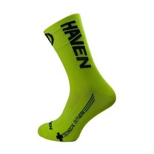 HAVEN Cyklistické ponožky klasické - LITE SILVER NEO LONG 2PAK - žlutá/černá 40-41