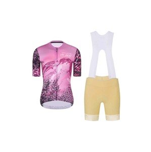 RIVANELLE BY HOLOKOLO Cyklistický krátký dres a krátké kalhoty - ROSESCAPE - béžová/fialová