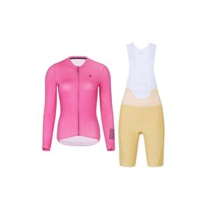 RIVANELLE BY HOLOKOLO Cyklistický krátký dres a krátké kalhoty - VICTORIOUS ELITE - béžová/růžová