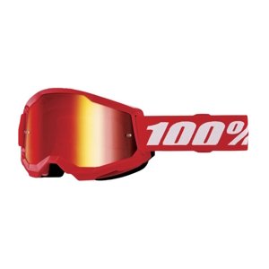 Dětské motokrosové brýle 100% Strata 2 Youth Mirror  Červené, červené plexi