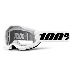 Dětské motokrosové brýle 100% Strata 2 Youth  bílá, čiré plexi