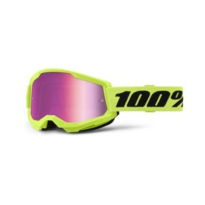 Motokrosové brýle 100% Strata 2 New Mirror  Neon žluté, růžové plexi