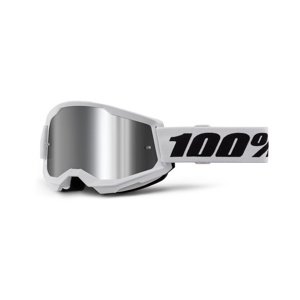 Motokrosové brýle 100% Strata 2 New Mirror Bílé, stříbrné plexi