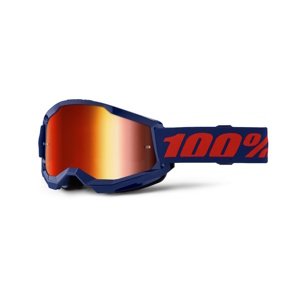 Motokrosové brýle 100% Strata 2 New Mirror Modré, červené plexi