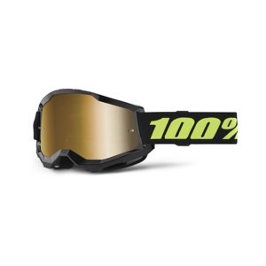 Motokrosové brýle 100% Strata 2 New Mirror Solar černé, zlaté plexi