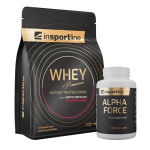 SADA: Protein inSPORTline WHEY Premium 700g + Stimulant inSPORTline AlphaForce, 90 kapslí  bílá čokoláda s malinami