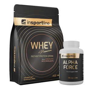 SADA: Protein inSPORTline WHEY Premium 700g + Stimulant inSPORTline AlphaForce, 90 kapslí  čokoláda s lískovými oříšky