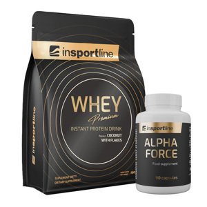 SADA: Protein inSPORTline WHEY Premium 700g + Stimulant inSPORTline AlphaForce, 90 kapslí  kokosové vločky
