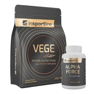 SADA: Protein inSPORTline VEGE 700g + Stimulant inSPORTline AlphaForce, 90 kapslí  čokoláda s ořechy