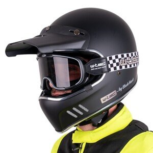 Moto přilba W-TEC Black Heart Retron s brýlemi Chesster Simple Black XL (61-62)
