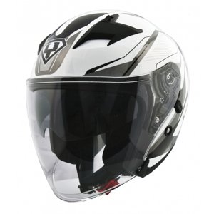 Moto helma Yohe 878-1M Graphic  S (55-56)  bílá